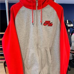 Nike Air Red and Gray Zip-Up Hoodie